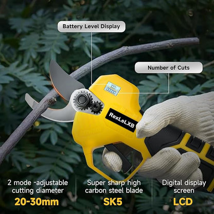 Cordless Electric Pruning Shears for DeWalt 20V Battery, Brushless Tree Pruner with LCD&SK5 Blades, Adjustable Cutting Dia. 0.8-1.2 Inch for Gardening, Tree Pruning(NO Battery)