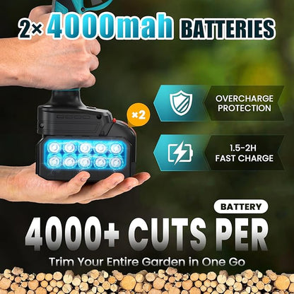 ANBULL 2-in-1 Pole Pruning Shears Cordless, 1.6" Cutting Diameter Cordless Pruner with 15.3FT Reach Extension Pole, Brushless Motor, 2×21V 4.0Ah Battery Powered Pole Pruner for Tree Trimming Garden