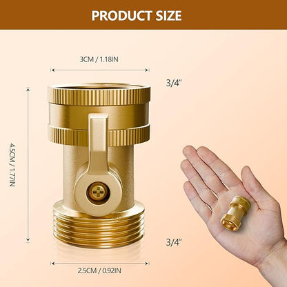 2 Pack Water Hose Shut Off Valve, Heavy Duty 3/4 Inch Solid Brass Garden Hose Shut Off Valve with 2 Extra Rubber Washers