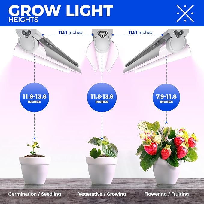 Barrina 4FT T8 Plant Grow Light, 252W(6 x 42W, 1400W Equivalent), Full Spectrum, LED Growing Lamp Fixture for Indoor Plant Growing, with ON/Off Switch & V-Shaped Reflector, Pinkish White, 6-Pack