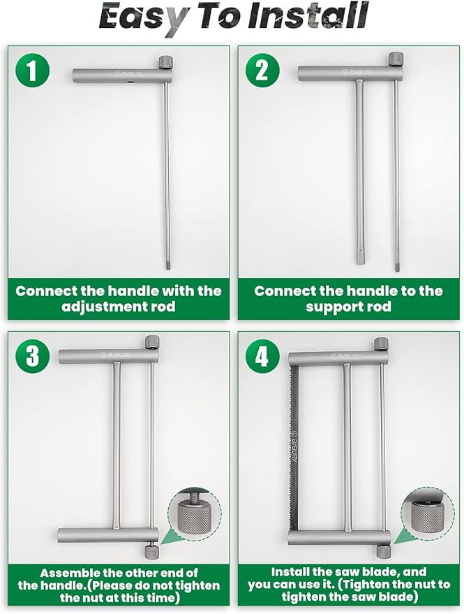 BIBURY Folding Hand Saw Outdoor Survival Tools, Portable Folding Wood Saw with 2pcs Replaceable 12.4” Blade & Buckle Cloth Bag, Aluminium Alloy Camping Pruning Tree Hand Saw for Gardening