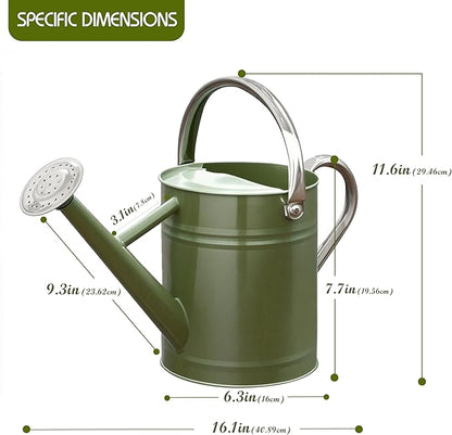 Metal Watering Can, One Gallon Watering Cans Stainless Steel for Outdoor Indoor Garden Plants Watering (Emerald Green)