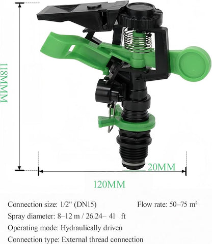 Lawn Irrigation Sprinkler Heads: Impact Sprinkler Head, Sprinklers for Yard, 2025 New Adjustable 360° Oscillating Sprinklers for Lawn, for Large Coverage Garden Grass Yard Irrigation, 5 Pcs 1/2 Inch