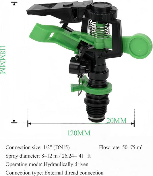 Lawn Irrigation Sprinkler Heads: Impact Sprinkler Head, Sprinklers for Yard, 2025 New Adjustable 360° Oscillating Sprinklers for Lawn, for Large Coverage Garden Grass Yard Irrigation, 5 Pcs 1/2 Inch