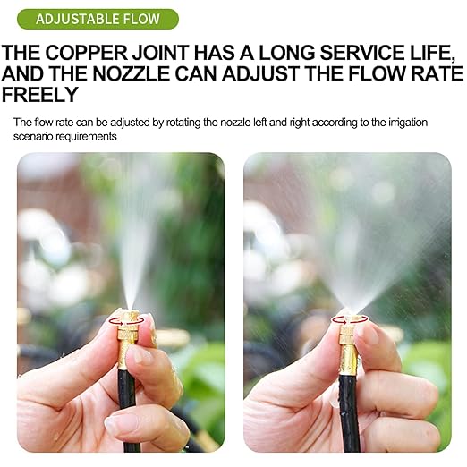 Drip Irrigation Kit Automatic Watering System for Potted Plants, 360 Degree Adjustable Copper Micro Sprinklers, Quick Connect Tubing Fittings for Garden, Lawn, Patio, Balcony(15 Nozzles)