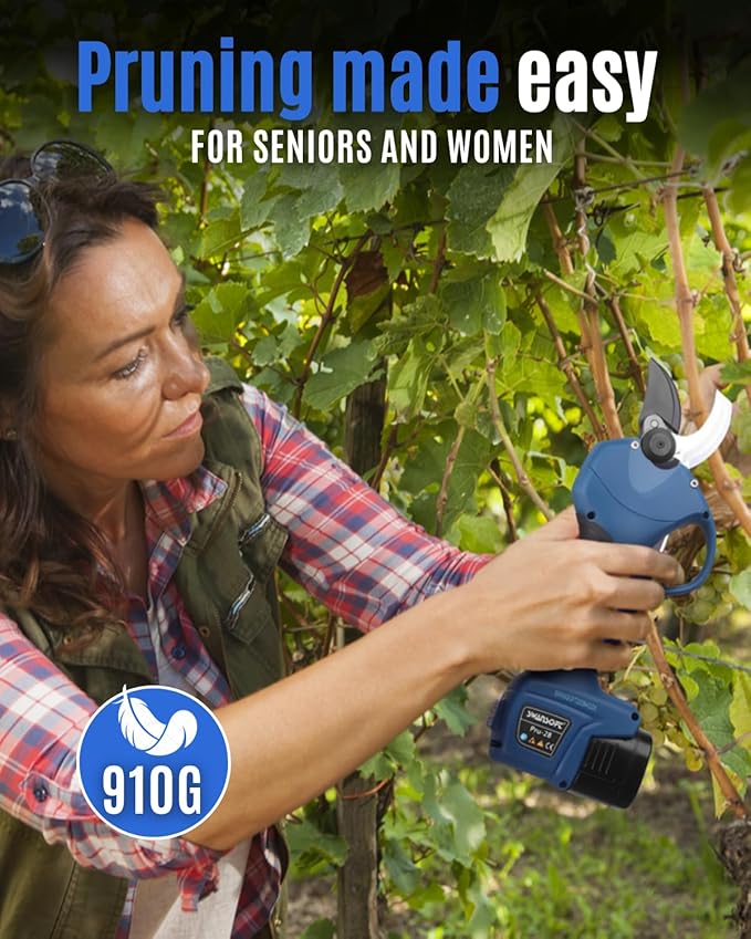 SWANSOFT Electric Pruning Shears, 28mm 1.1'' Cutting Diameter Cordless Electric Pruners Shears Battery Powered, 850W Tree Branch Pruner for Gardening (Black/Blue)