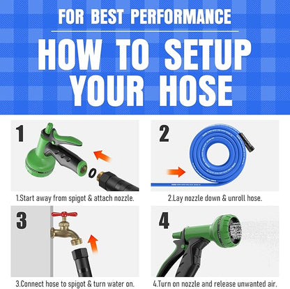 Heavy Duty Garden Hose 10 ft, Non-Expanding Flexible Water Hose, Kink Resistant Lightweight Hybrid Hose, Leakproof Hose Male to Female Fittings