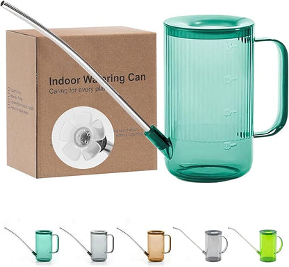 Long Spout Watering Can Indoor, Small Watering Cans for House Plants, Flowers, Succulents 33.8oz(Green)