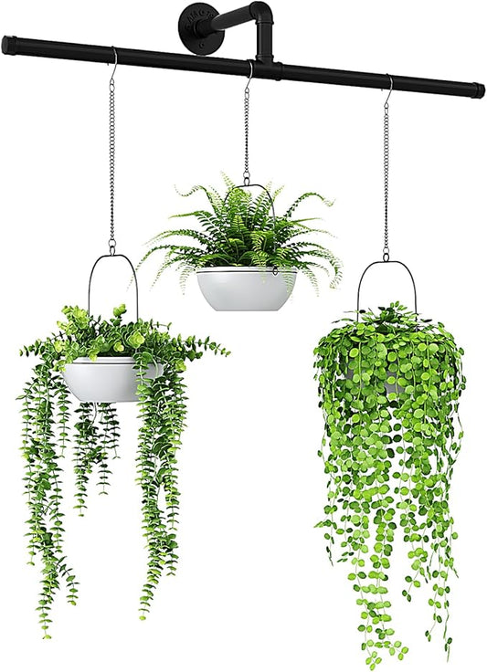 Bamworld Hanging Planters for Indoor Plants Plant Hanger Indoor Hanging Plant Holder Window Plant Shelves Metal Rod(Pot&Plant Not Included) 35.8in