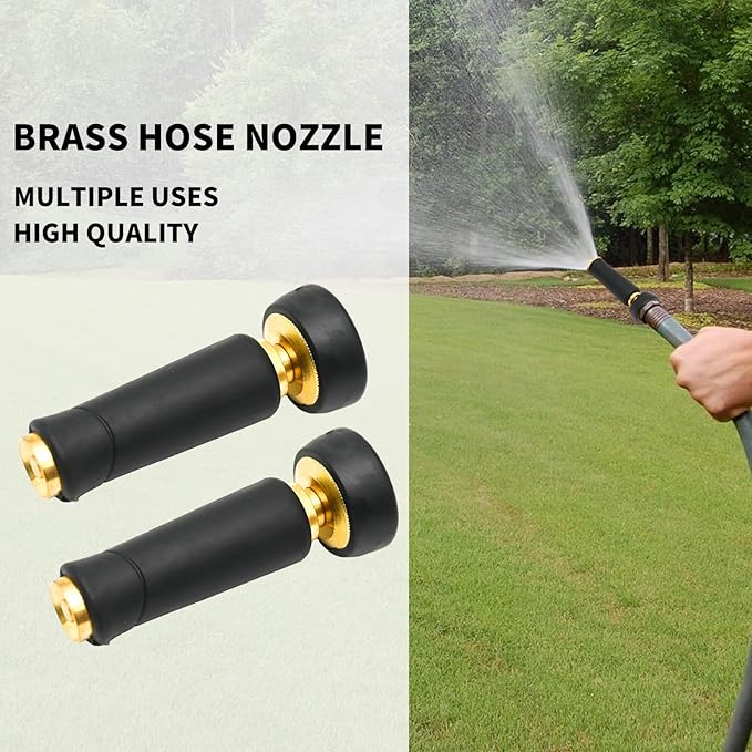 MDEOOSKY 2Packs Brass Hose Nozzle, Heavy-Duty Brass, Adjustable Twist Hose Nozzle Shut Off Valve, Suitable for Cleaning Car, Watering Flowers, Lawns, Cleaning Ground