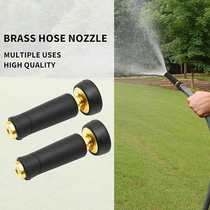 MDEOOSKY 2Packs Brass Hose Nozzle, Heavy-Duty Brass, Adjustable Twist Hose Nozzle Shut Off Valve, Suitable for Cleaning Car, Watering Flowers, Lawns, Cleaning Ground