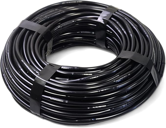 100' Feet USA MADE - Irrigation Drip Line Emitter Tubing, 6" Spacing, 1/4" .52 GPH, color black (.170 ID x 240 OD)