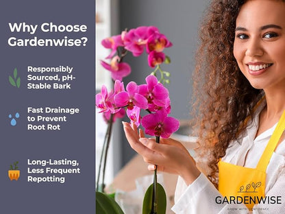 Premium Orchid Bark for Potting Mix – Ready-to-Use Pine Bark for Indoor Plants, Orchid Repotting & Soil Mix Creation, Ideal Orchid Medium (10 quarts)