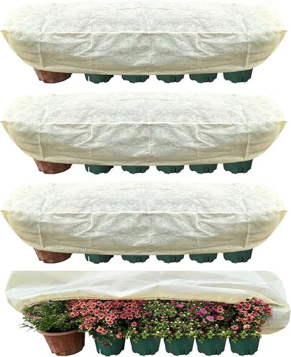 Plant Cover Freeze Protection, Winter Plant Covers, Plant Frost Cover, Tree Plant Freeze Protection Covers, Planter Plant Winter Frost Blanket with Zip Drawstring,4 Pack (68.9x17.7x15.7INCH)