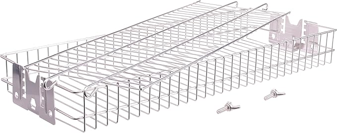 Stainless Steel Flat Rotisserie Grill Basket Large Size, Fits 1/2" or 3/8" Hexagon, 3/8" or 5/16" Square Spit Rod, If 3/4" Square Spit Rod MUST Use Together With DEWOSEN Rotisserie Forks