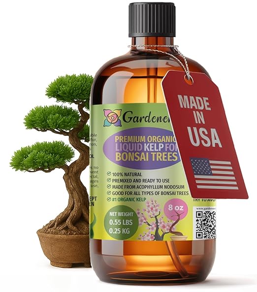 GARDENERA Premium Organic Seaweed & Kelp Superfood for Bonsai Trees Plants - 8 oz - Liquid Kelp Fertilizer Concentrate (Makes 45 Gallons)