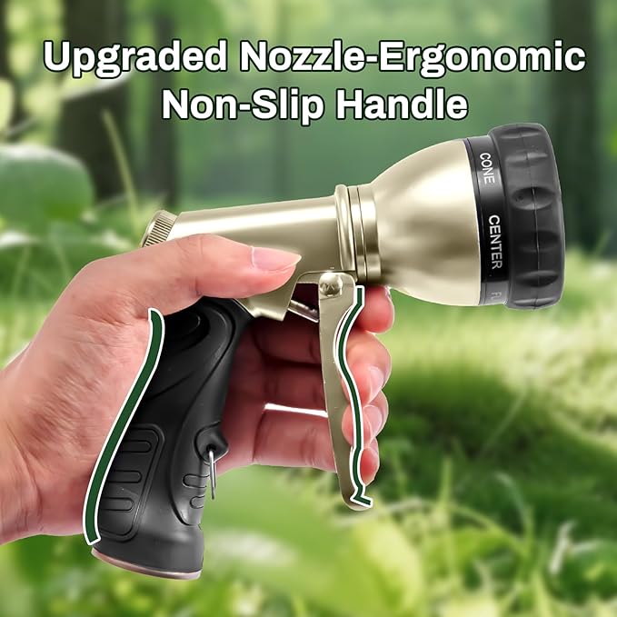 ARXIVE Garden Hose Nozzle,Heavy Duty High Pressure Hand Sprayer,100% Metal Water Hose Sprayer Nozzle with 7 Spray Patterns for Watering Garden,Lawns,Car Washing and Pet Washing