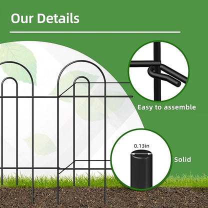 Garden Fence Border 32inX20ft Black Metal Wire Garden Fencing Panel Outdoor Folding Decorative Fences Flower Lawn Edging for Landscape Patio Yard