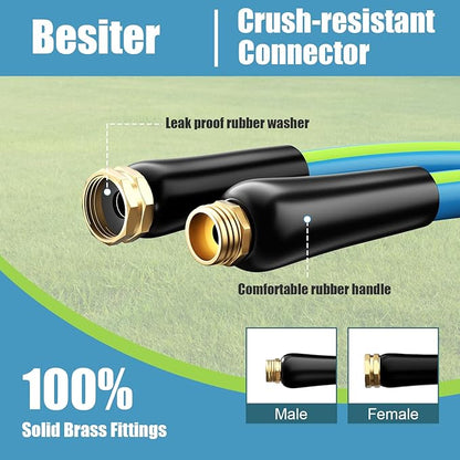 Short Garden Hose 5/8” 5FT: Burst-Resistant Water Hose with Sturdy Brass Fittings - Lead-Free Hose for Car Washing Pet Bathing - Lightweight for Outside Campers RV, Car Wash, Watering, Green