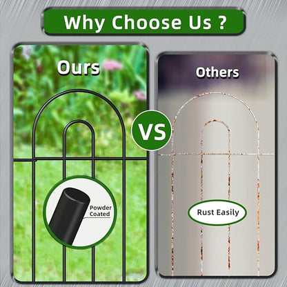 Garden Fence Border 32inX20ft Black Metal Wire Garden Fencing Panel Outdoor Folding Decorative Fences Flower Lawn Edging for Landscape Patio Yard