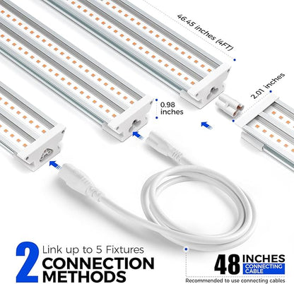 Barrina TX-S60 Grow Lights for Seed Starting, 240W(4 x 60W, 1680W Equivalent), High PPFD, Full Spectrum, Mechanical Timer, Linkable, Hanging Light, Grow Light for Indoor Plants, Vegetables, 4 Packs