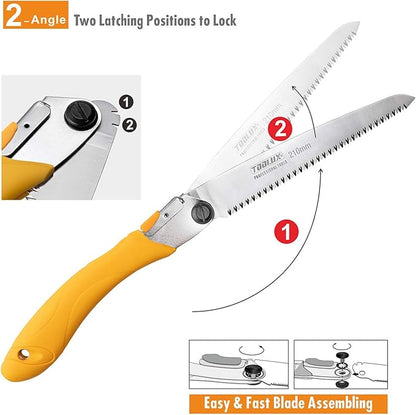 Toolux 8 Inch Folding Saw, SK5 Steel Pruning Hand Saw, Camping Saw for Smooth Cutting, Camping, Gardening, Tree Pruning, Wood Cutting, Compact Design with Non-Slip Ergonomic Handle for Outdoor Use