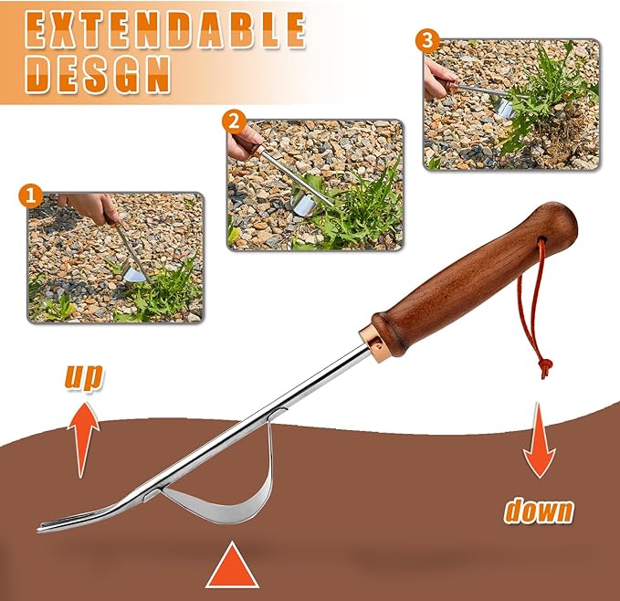 Easy to use Garden Weeding Tool with a Durable Unique Lever Design and V-Shaped Fork for Easy Removal of Weeds and Their Roots(13.58In * 1.13 inches) G-BAR