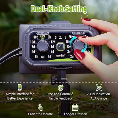 RAINPOINT Compact Programmable Solar Automatic Drip Irrigation Pump Kits Support Up to 20 Plants, Automatic Plant Waterer Self Watering Indoor/Outdoor Vacation Free Low Water Auto Shut-Off