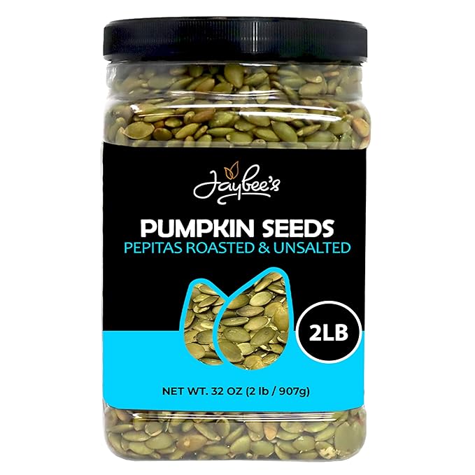 Pumpkin Seeds Pepitas Roasted Unsalted - 32 oz - 2 Pound | Healthy Snack | Vegan, Keto Diet Friendly | Hand-Picked | Kosher Certified | Pumpkin Seed | Jaybee's Nuts