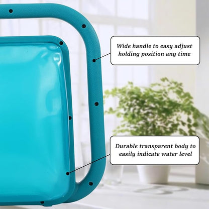 Watering Can 1.6Gal Transparent Plastic with Comfort Grip Handle for Indoor & Outdoor Plants（Blue Green）