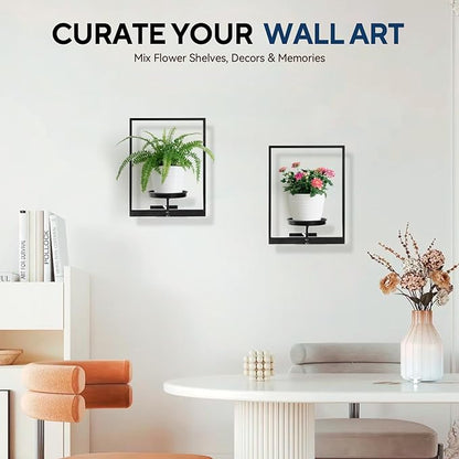 4 Pack Black Metal Indoor Window Plant Shelves Hanging Plant Shelves Picture Frame Outdoor Plant Rack for Indoor Outdoor,Decoration Racks for Home Decor Wall