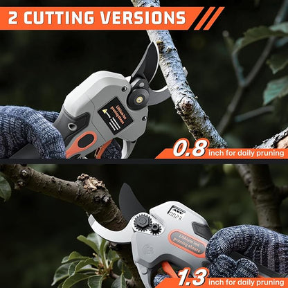Electric Pruning Shears for Gardening,Garden Shears Brushless Trimming Branch Cutter 0.5 Second Shear Speed 0.9-1.5"Cutting Diameter,Pruning Shears with 6000 Cuts of 2 Rechargeable Battery