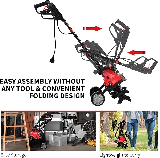 Goplus 14-Inch 10 Amp Corded Electric Tiller and Cultivator, Powerful Tillers w/ 9-Inch Tilling Depth, 4 Tines, Rototillers Tool for Garden Lawn Soil Digging