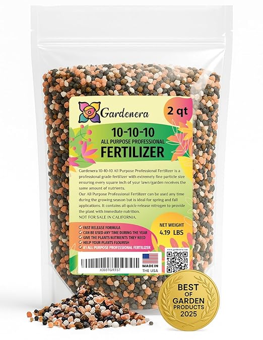 𝐁𝐄𝐒𝐓𝐒𝐄𝐋𝐋𝐄𝐑 10-10-10 Plant Fertilizer Slow Release | 10 10 10 All Purpose Fertilizer for Fruit Trees, Evergreens, Vegetables, Arborvitae, Fig Trees, Shrubs, Pines, Oaks, Flowers [2 Quarts]