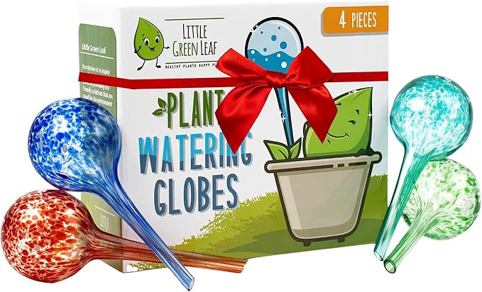 LGL Plant Watering Globes - Automatic Self Watering Globes. Decorative Self Watering Planter Inserts. Self Watering Spikes to Support Plant Health. 4 Pack x 100ml.
