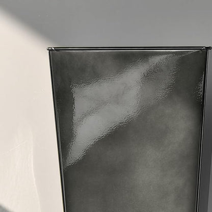 KOL 25''H. Bright Glazed Planter with Drainage Hole, Set of 2, Tall Galvanized Steel Planter Pots with Saucer for Indoor & Outdoor Use, Decorative Flower Plant Pots for Porch, Patio, Deck - Black