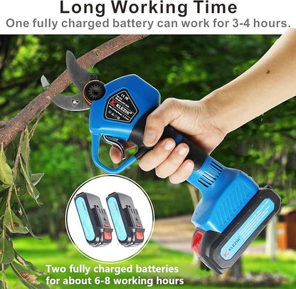 Professional Cordless Electric Pruning Shears with 2 PCS Backup Rechargeable 2Ah Lithium Battery Powered Tree Branch Pruner, 30mm (1.2 Inch) Cutting Diameter, 6-8 Working Hours