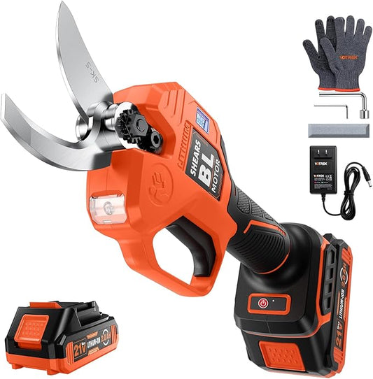 Electric Pruning Shears Cordless, [1.6'' Cutting Diameter] Professional Battery Powered Pruner, Garden Scissors for Tree Trimming Branch Cutter [SK5 Blades] [Brushless Motor] [LCD Display]