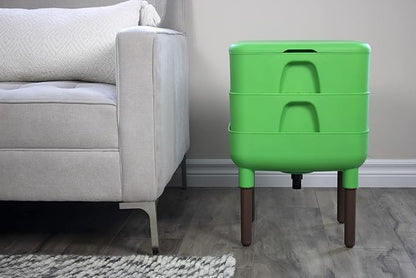 FCMP Outdoor - The Essential Living Composter, 2-Tray Worm Vermicomposter Bin (HF-LC4000v2-GRN) Green