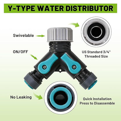 100-Foot Drip Irrigation System - 16 Copper Nozzles + T-Connectors for Gardens, Lawns, Plants, and Hydroponics - Quick-Connect Watering Kit