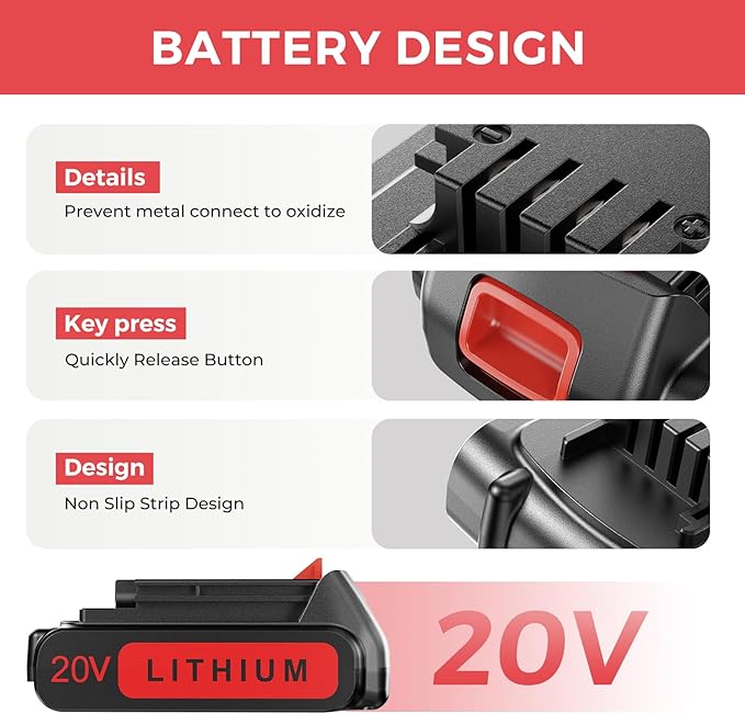 5.0Ah 20-Volt Replacement Battery for Black and Decker 20V Max Lithium Battery LBXR20 5000mAh, Compatible with Black and Decker 20v Cordless Power Tools.
