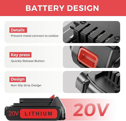 5.0Ah 20-Volt Replacement Battery for Black and Decker 20V Max Lithium Battery LBXR20 5000mAh, Compatible with Black and Decker 20v Cordless Power Tools.