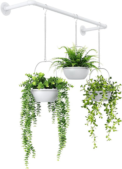 Bamworld Hanging Planters for Indoor Plants Plant Hanger Indoor Hanging Plant Holder Window Plants Shelves Metal Rod(Pot&Chains Not Included) 36.2in White
