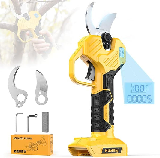 Cordless Electric Pruning Shears: 1.5-2 Inch Portable Pruning Shears Compatible with DeWalt 20V Battery (No Battery) - Garden Pruners Tool with LCD Display & SK7 Blades