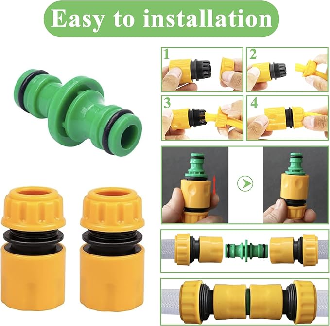 Kitchen Faucet to Garden Hose Adapter, 1/2 Inch Garden Hose Repair Kit, Faucet Quick Adapter Connector, Universal Faucet to Hose Adapter, ABS Water Hose Quick Connect Fittings (4 Pack)