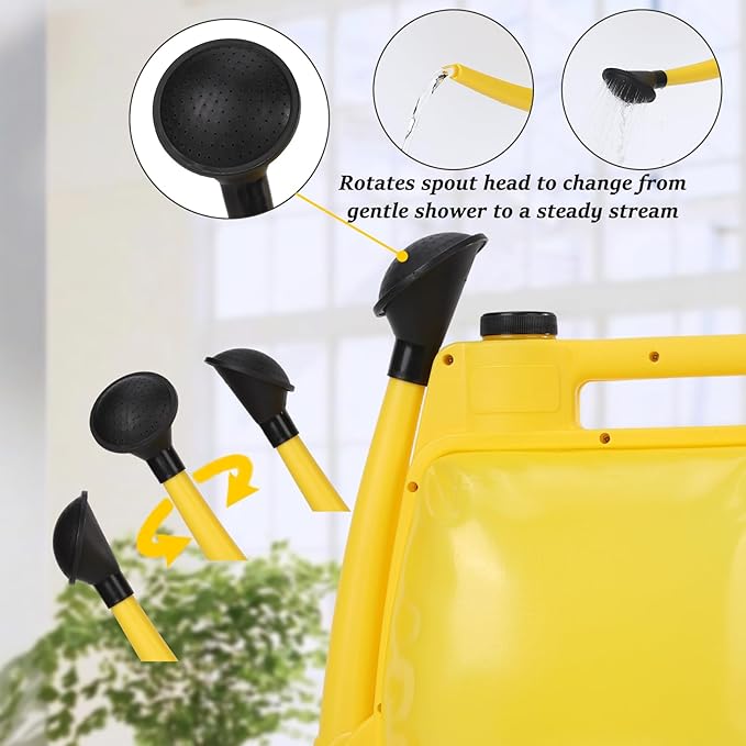 Watering Can 1.6Gal Transparent Plastic with Comfort Grip Handle for Indoor & Outdoor Plants (Yellow)