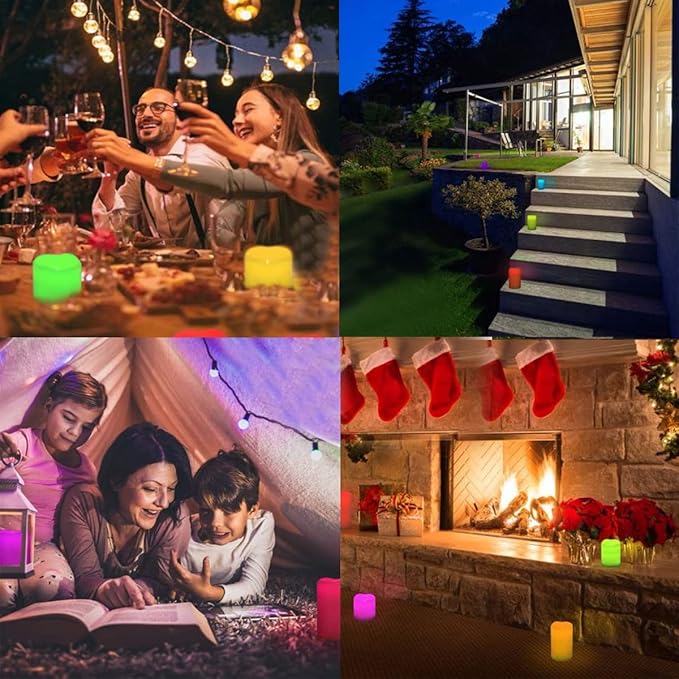 Enido Flameless Candles, Color Changing LED Candles(D: 3" x H: 4" 5" 6") Battery Operated Outdoor Waterpoof Candles Plastic Pack of 9 Flameless Pillar Candles