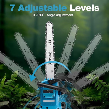 12 Inch Electric Pole Saws for Tree Trimming, 2-in-1 Cordless Pole Saw 2 x 4.0Ah Battery Powered Pole Chainsaw Lightweight with Shoulder Strap for Thicker Wood Cutting Pruning