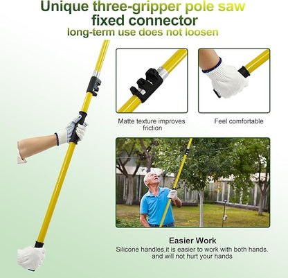 Manual Pole Saw,6.5-20 ft Extendable Pole with Double Lock Design to Reach up 26 ft for High Branches Trimming,SK5 Sharp Three-Sided Sharpened Edges Blade for Pruning Wild Palm Shrub and Tree
