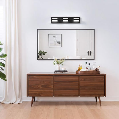 Bathroom Lighting Fixtures Over Mirror, 3 Light Bathroom Vanity Light Fixtures with Cool White 5000K, Matte Black LED Modern Vanity Wall Lights for Bath, Dressing Room, Restroom, 21.6 inch